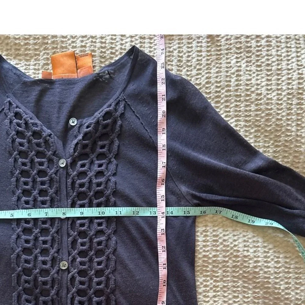 Tory Burch Silk‎ Cashmere Blend Crochet Trim Cardigan - Gray - Size M